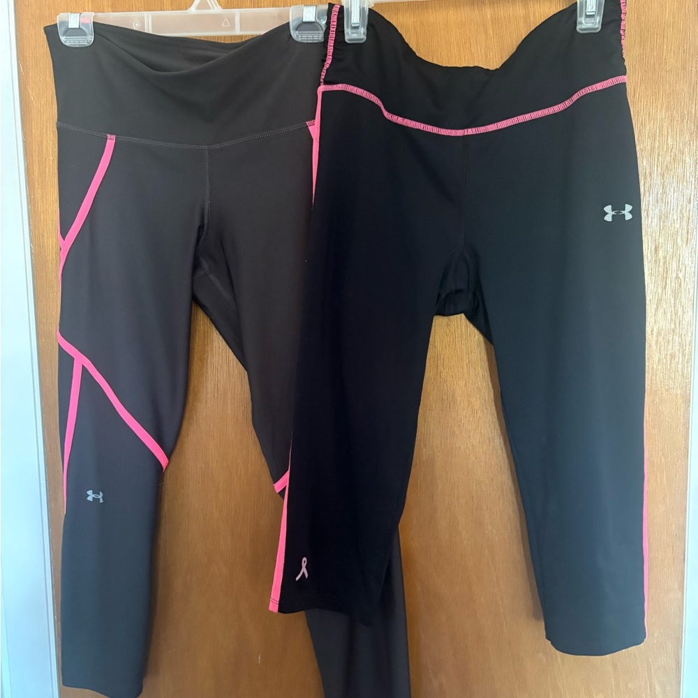 Under Armour Women's Black Leggings with Pink Accents